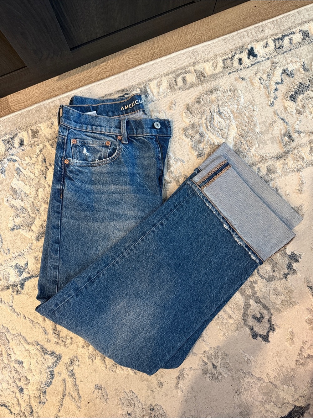 American Eagle Outfitters Stovepipe Medium Blue Straight Jeans